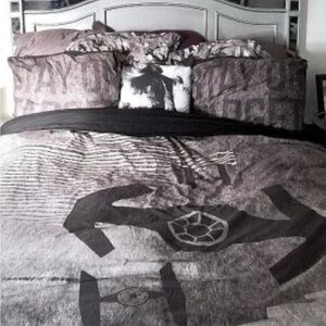 Pottery Barn Teen Star Wars Themed Twin Duvet Bedding Set - Black, White & Gray
